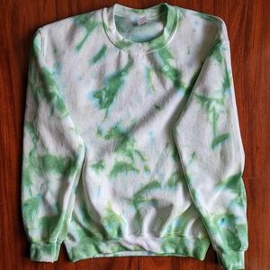 Green/ White Tie Dye Crewneck Sweatshirt